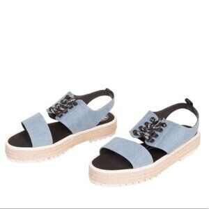 Farewell denim lace up sling back sandals